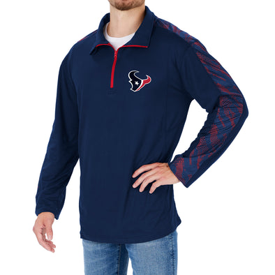 Zubaz NFL Men's Houston Texans Elevated 1/4 Zip Pullover W/ Viper Print Accent