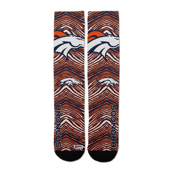 Zubaz By For Bare Feet NFL Adults Unisex Denver Broncos Zubified Dress Socks, Large