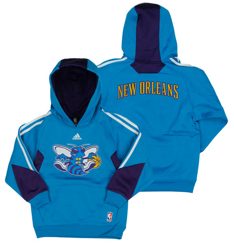 Adidas NBA Youth Boys New Orleans Hornets On Court Pullover Hoodie, Blue