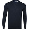 Ashworth Men's Diamond Texture Pima Long Sleeve V-Neck Pullover Sweater, Navy