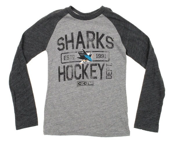 NHL Youth San Jose Sharks Distressed Graphics Tri Blend Raglan Shirt