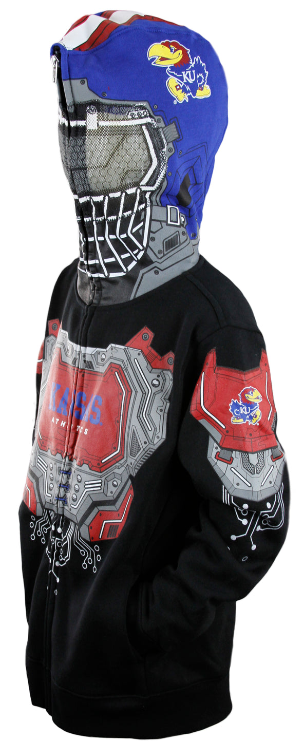 NCAA College Youth Boys Kansas Jayhawks Full Zip Masked Sweatshirt Hoodie