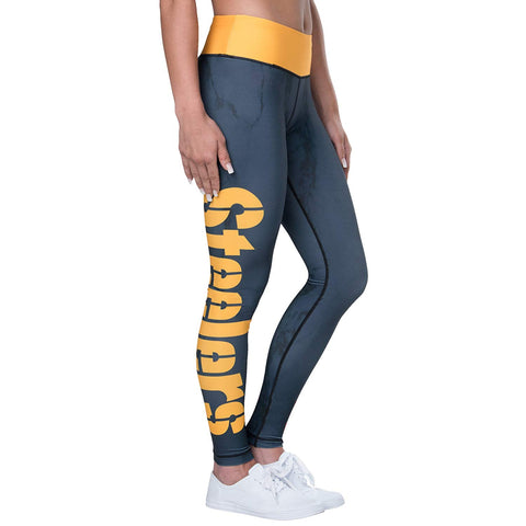 Forever Collectibles NFL Women's Pittsburgh Steelers Marble Wordmark Leggings