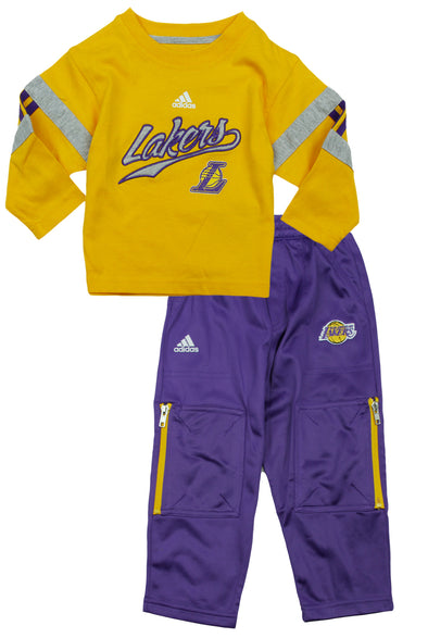 Adidas NBA Toddlers Los Angeles Lakers 2-Piece Long Sleeve Tee and Pant Set