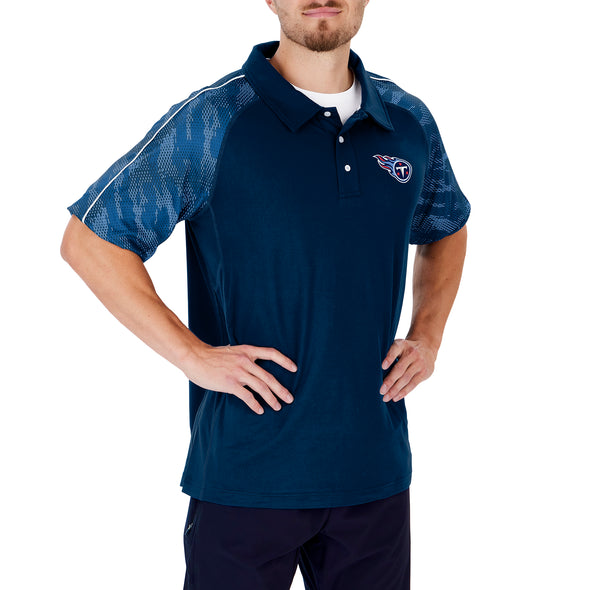 Zubaz NFL Men's Tennessee Titans Elevated Field Polo W/ Viper Print Accent