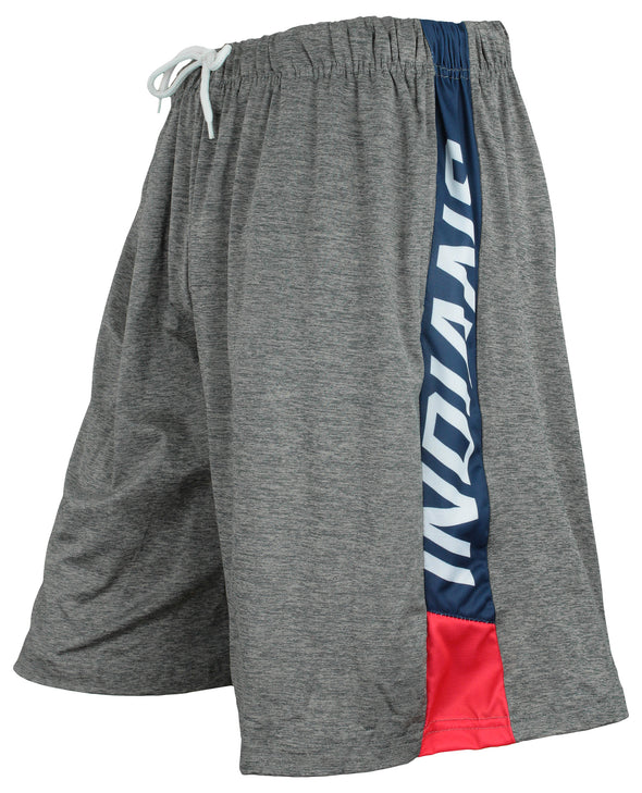 Zubaz MLB Men's Cleveland Indians Tonal Gray Space Dye With Solid Stripe Shorts
