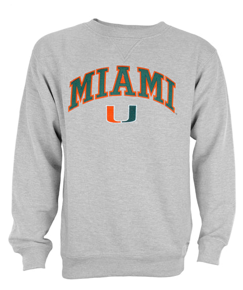 Genuine Stuff NCAA Men's University of Miami Hurricanes Crew Sweatshirt - Grey