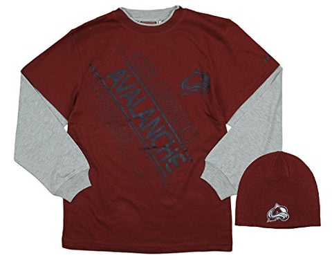 Reebok NHLYouth Boy's Colorado Avalanche 2-piece Layered Long Tee and Beanie
