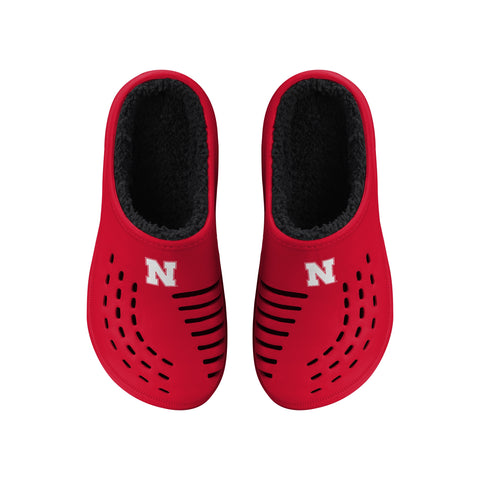 FOCO NCAA Men's Nebraska Cornhuskers Sherpa Lined Big Logo Clogs