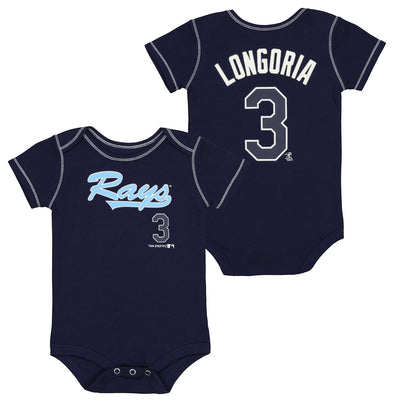 Outerstuff Tampa Bay Rays Evan Longoria #3 MLB Newborn Infant Bodysuit, Blue