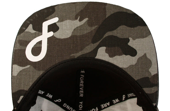 Flat Fitty Forever Young Adjustable Buckle Back Baseball Cap Hat, Grey Camo