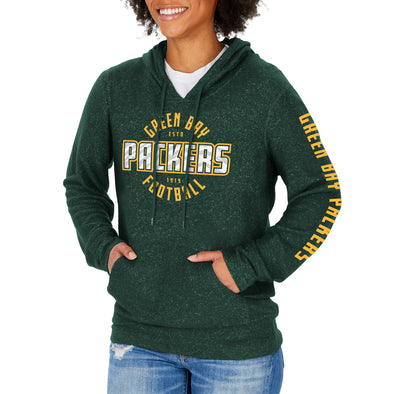 Zubaz NFL Women's Green Bay Packers Marled Soft Pullover Hoodie