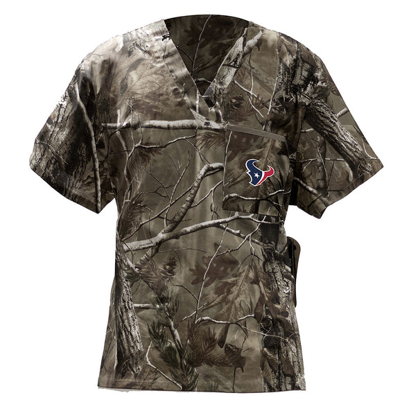 Fabrique Innovations NFL Unisex Houston Texans Camo Team Logo Scrub Top