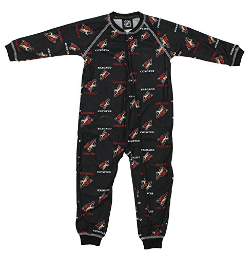 NHL Toddlers Phoenix Coyotes Full Zip Raglan Logo Print Coverall, Black