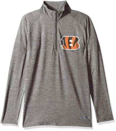 Zubaz NFL Football Women's Cincinnati Bengals Tonal Gray Quarter Zip Sweatshirt