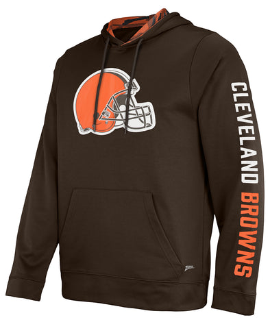 Zubaz NFL Men's Cleveland Browns Solid Team Hoodie with Camo Lined Hood