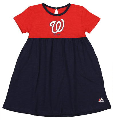 Outerstuff MLB Girls Kids Washington Nationals 7th Inning Twirl Dress, Blue/Red