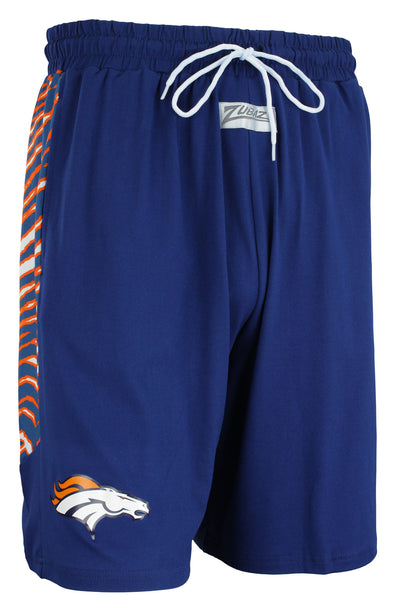 Zubaz NFL Men's Denver Broncos Team Logo Zebra Side Seam Shorts, Navy