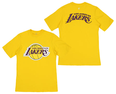 FISLL NBA Men's Los Angeles Lakers Team Color, Name and Logo Premium T-Shirt