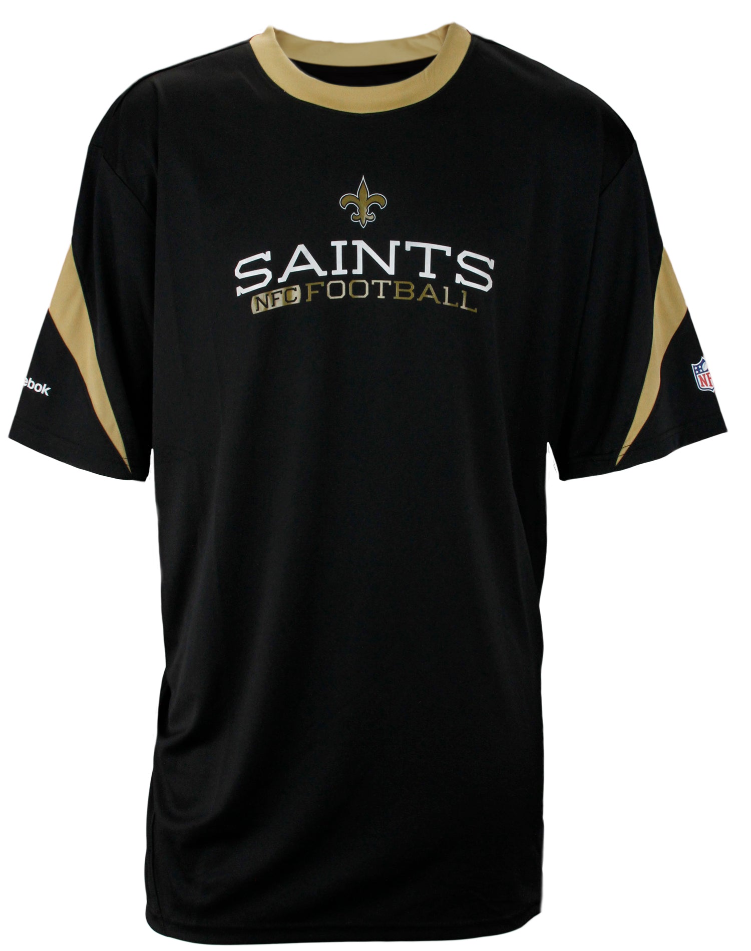 no saints gear Reebok NFL Men's New Orleans Saints Inverter Short Sleeve Crew Shirt