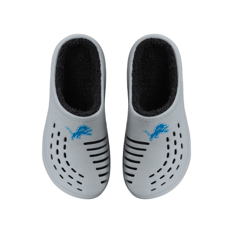 FOCO NFL Men's Detroit Lions Sherpa Lined Big Logo Clogs