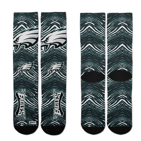Zubaz By For Bare Feet NFL Adults Unisex Philadelphia Eagles Zubified Dress Socks, Large