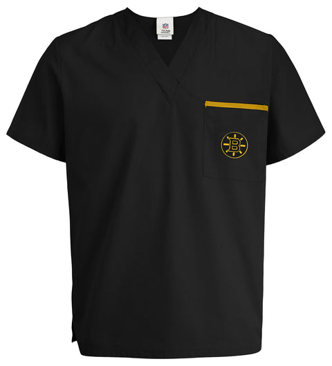 Fabrique Innovations NHL Unisex Boston Bruins Team Logo Scrub Top