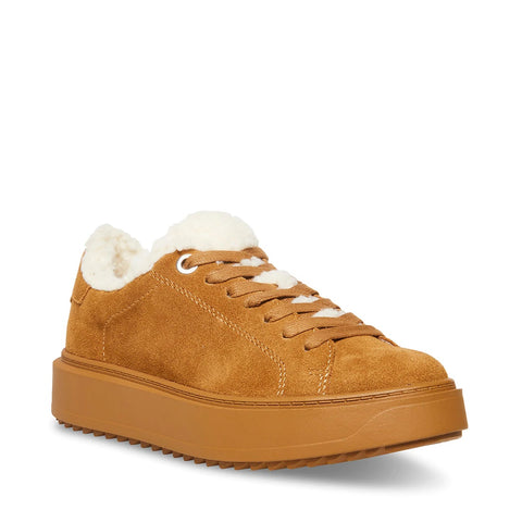 Steve Madden Women's Catcher Suede Sherling Sneaker, Chestnut