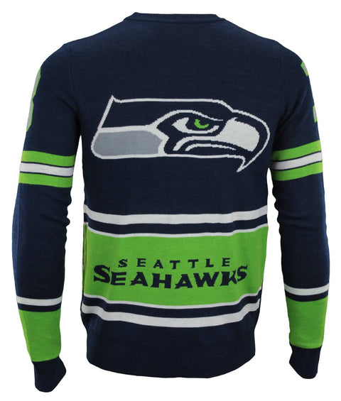 FOCO NFL Men's Seattle Seahawks Russell Wilson #3 Loud Player Sweater
