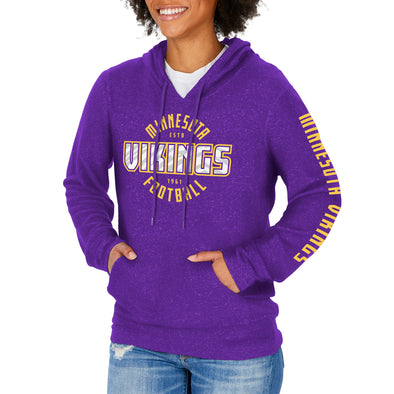Zubaz NFL Women's Minnesota Vikings Marled Soft Pullover Hoodie