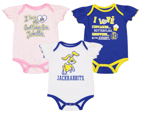 Outerstuff NCAA Infant Girl South Dakota State Jackrabbits Three Piece Creeper Set