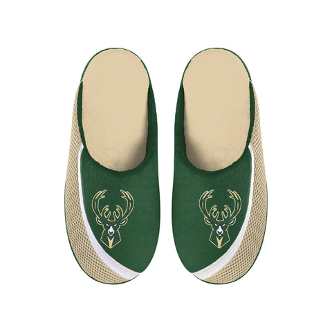 FOCO NBA Men's Milwaukee Bucks 2022 Big Logo Color Edge Slippers