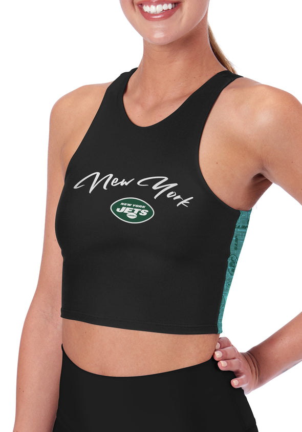 Certo By Northwest NFL Women's New York Jets Crosstown Midi Bra, Black