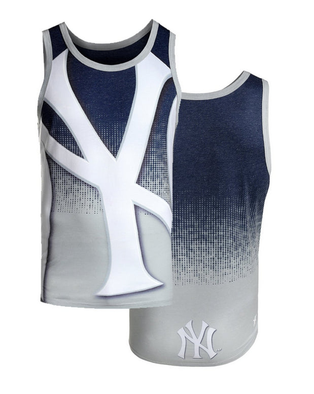 MLB Men's New York Yankees Big Logo Tank Top Shirt, Navy/Gray - Medium