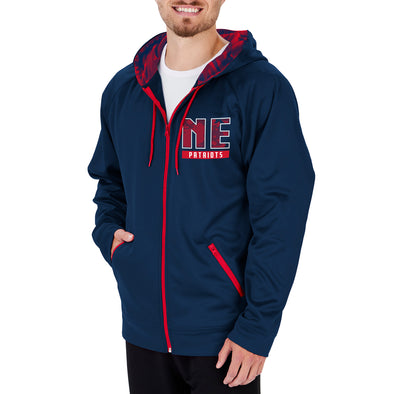 Zubaz NFL Men's New England Patriots Full Zip Hoodie With Team Color Camo Lines