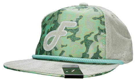 Flat Fitty Hunter Strap Back Cap Hat - Green Camo and Orange