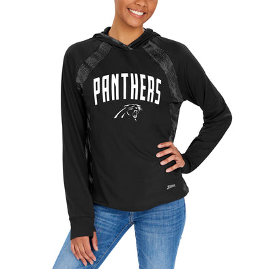 Zubaz NFL Women's Carolina Panthers Elevated Hoodie W/ Tonal Viper Print