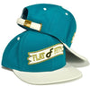 Flat Fitty Retro Flap Strap Back Cap Baseball Hat, Teal / White, OS