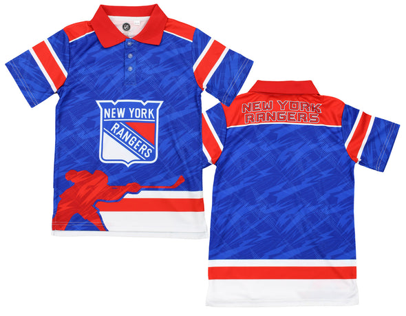NHL Youth New York Rangers Performance Short Sleeve Polo Shirt