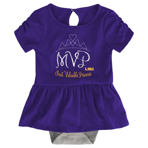 Outerstuff NCAA Infant Girls LSU Tigers MVP Creeper, Bib & Bootie Set