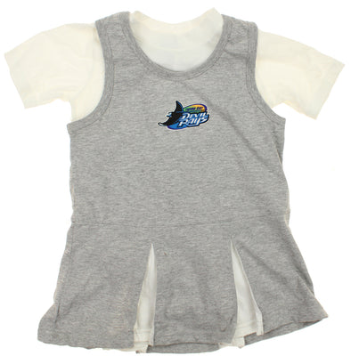 MLB Kids Tampa Bay Devil Rays Retro Cheer Dress & Creeper Set, Grey / White
