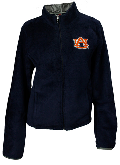 NCAA College Women's Auburn University Tigers Teddy Fleece Zip Up Jacket, Navy