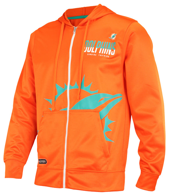 Outerstuff NFL Men's Miami Dolphins Drill Performance Full Zip Hoodie