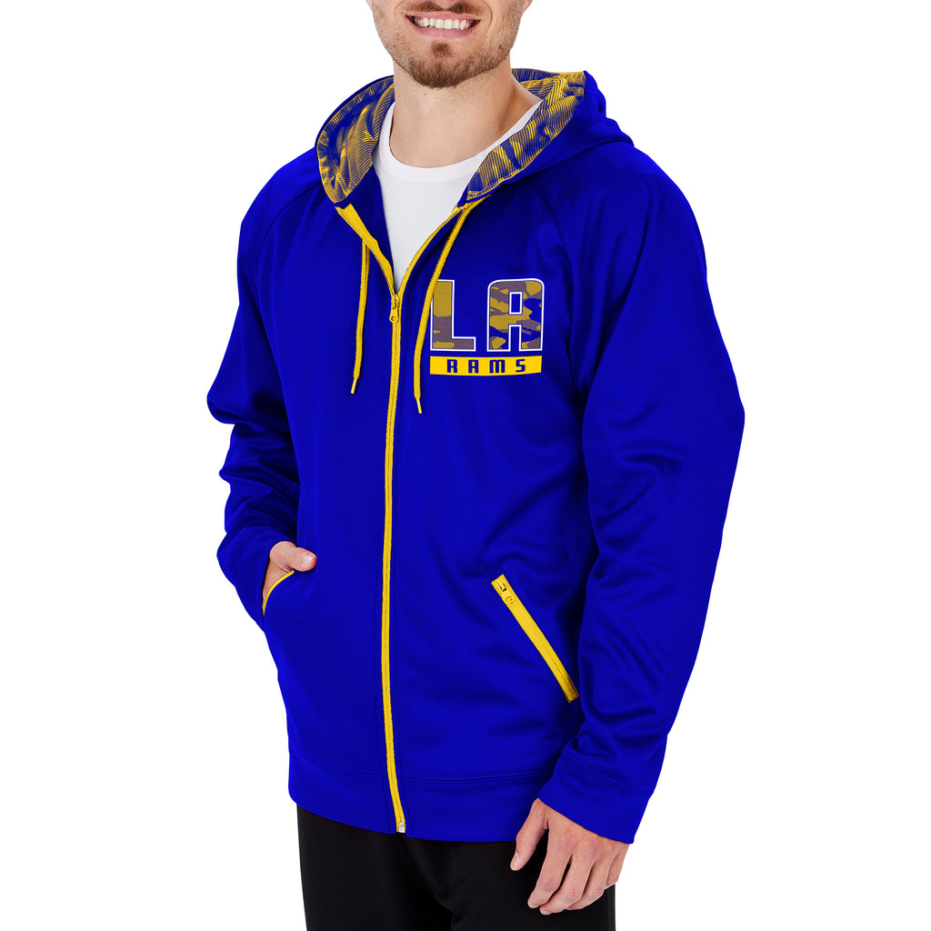 Zubaz NFL Men's Loas Angeles Rams Full Zip Camo Hoodie With Team Color –  Fanletic