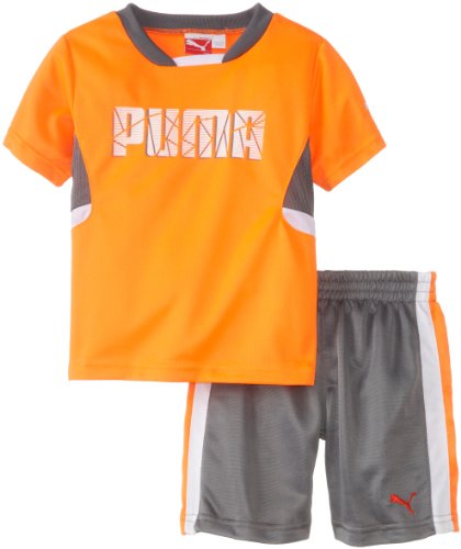PUMA Infant Baby Boys Shatter Set - Shorts and T-Shirt - Shocking Orange