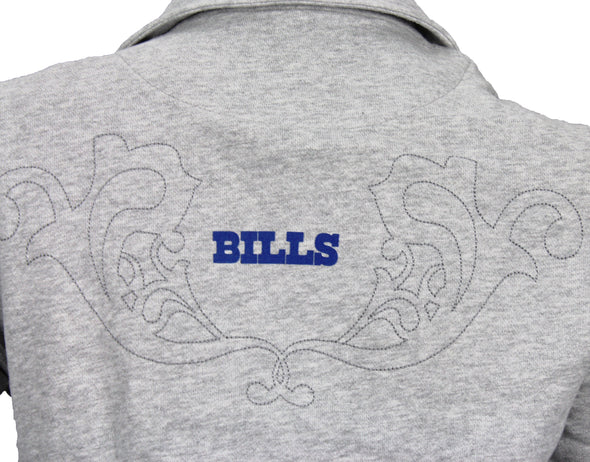 NFL Football Women's Buffalo Bills Button Up Cotton Jacket Blazer, Grey