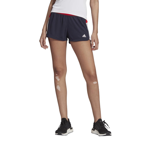 Adidas Women's Color-Block Pacer Woven Shorts, Legend Ink/Vivid Red