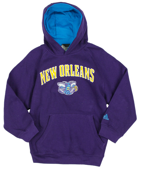 Adidas NBA Basketball Youth Boys New Orleans Hornets Pullover Hoodie, Purple