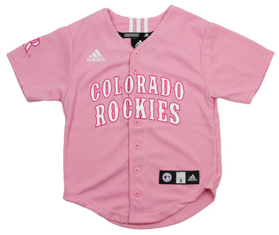 Adidas MLB Baseball Youth Girls Colorado Rockies Jersey - Pink