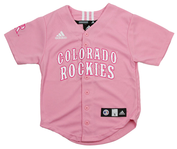 Adidas MLB Baseball Youth Girls Colorado Rockies Jersey - Pink